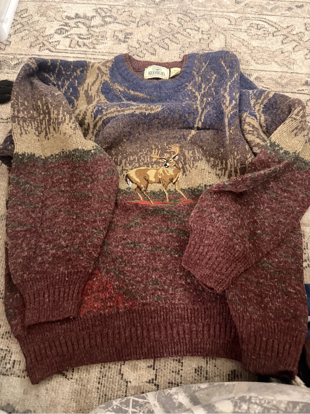 VTG RedHead Multicolor Deer Motif Crewneck Sweater